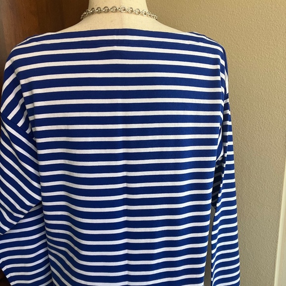 Ralph Lauren Royal Blue and White Cropped Striped Mariner T  size Large - Picture 3 of 6